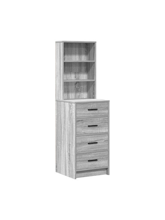 Bodenstehende Schminktisch Schlafzimmer Holz Grau mit Spiegel 40x41x75cm