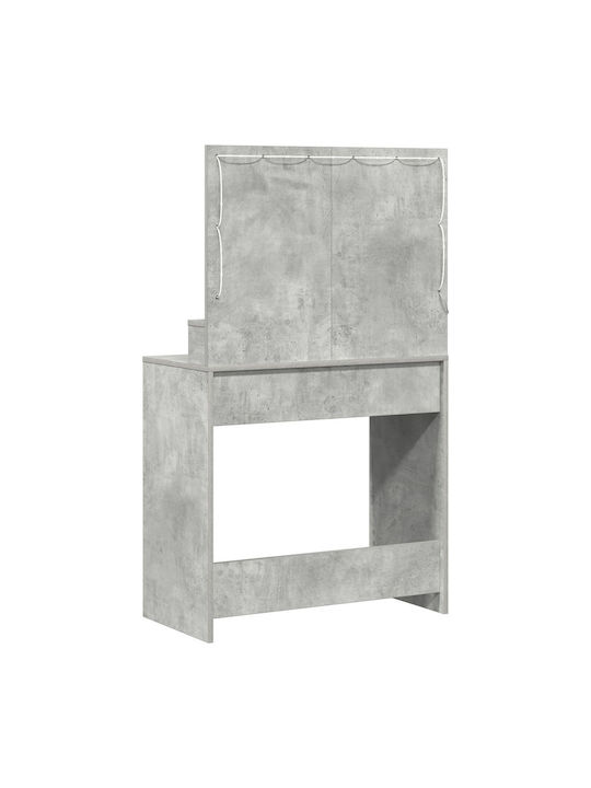 Bodenstehende Schminktisch Schlafzimmer Holz Grau Beton mit Spiegel 79x41x135cm