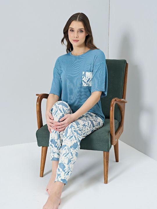 Pijadore Summer Women's Pyjama Set Blue