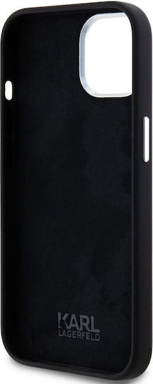 Karl Lagerfeld Script Logo Umschlag Rückseite Silikon / Kunststoff Schwarz (iPhone 15)