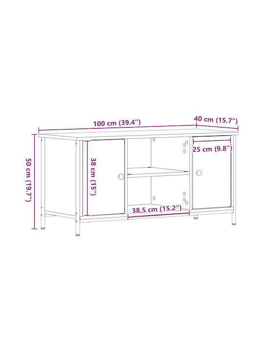 TV-Ständer aus Metall & Massivholz Braun M100xT40xH50cm