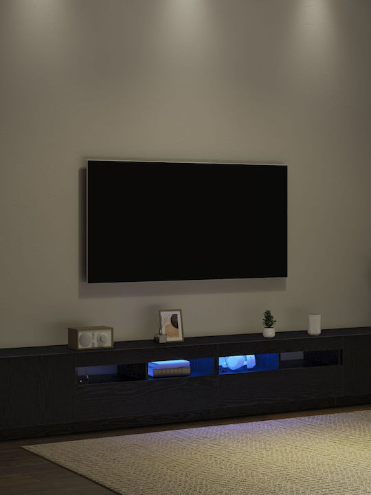 Телевизионни Мебели с LED Осветление Черен Дъб Д260xД35xВ40см
