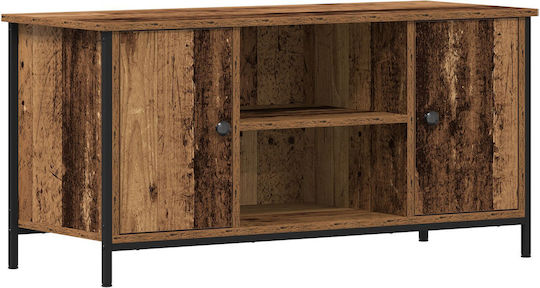TV Stand Made of Metal and Wood Brown M100xD40xH50cm