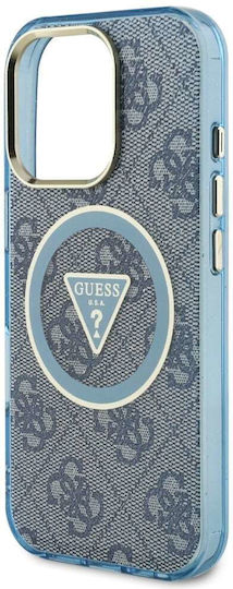 Guess Triangle Umschlag Rückseite Silikon Blau (iPhone 17 Pro / iPhone 16 Pro)