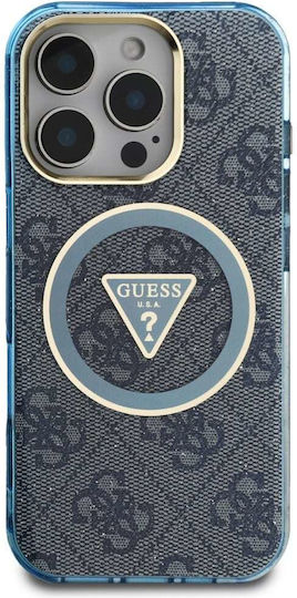 Guess Triangle Umschlag Rückseite Silikon Blau (iPhone 17 Pro / iPhone 16 Pro)