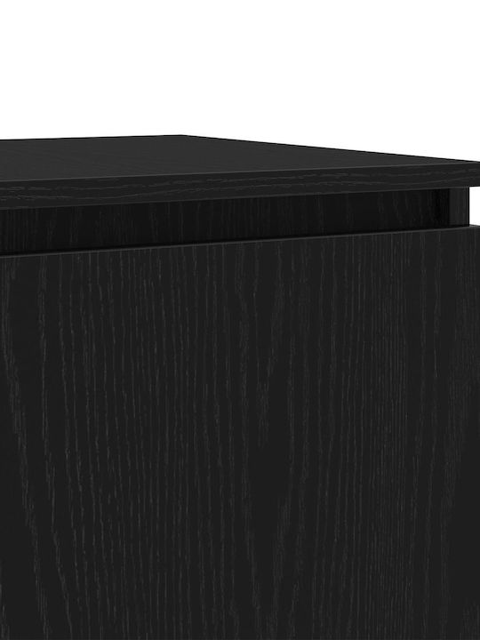 TV Stand Wooden with LED Lighting Black Oak L140xW40xH35.5cm