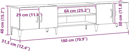 Black Oak TV Stand L180xD31.5xH40cm
