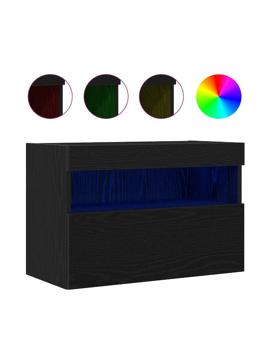 TV Stand with LED Lighting Black Oak L60xD30xH40cm
