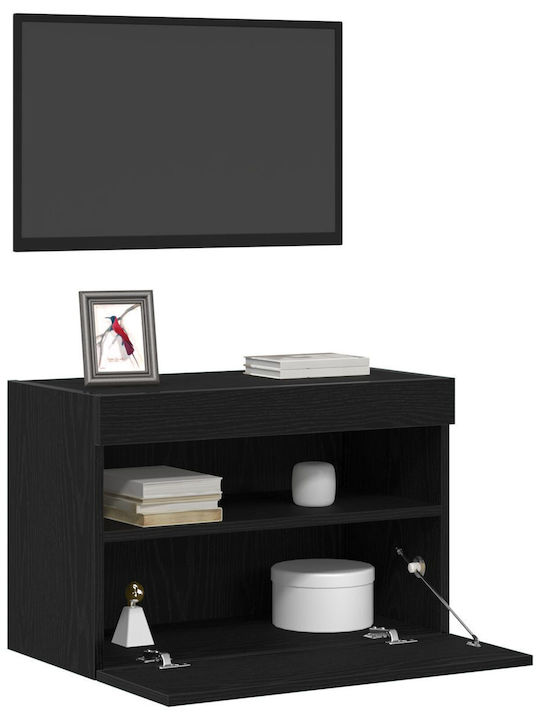 TV Stand with LED Lighting Black Oak L60xD30xH40cm