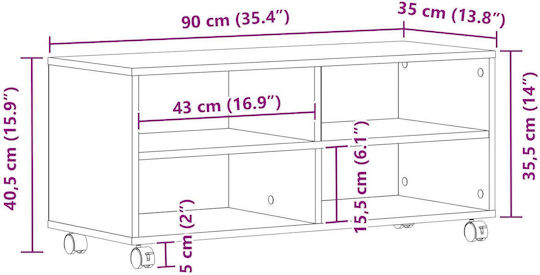 TV-Ständer mit Rädern aus Alt-Holz M90xT35xH35cm