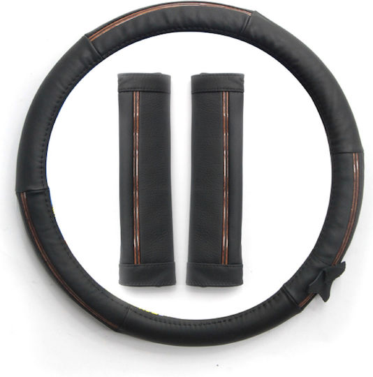 Maxeed Car Steering Wheel Cover with Diameter 37-39cm Leather Black