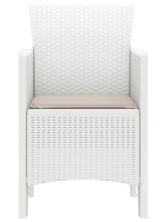 Outdoor-Sessel Kunststoff White mit Kissen 2Stück 53x49x85εκ.