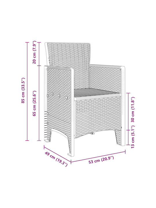 Outdoor-Sessel Kunststoff Charcoal 2Stück 53x49x85εκ.