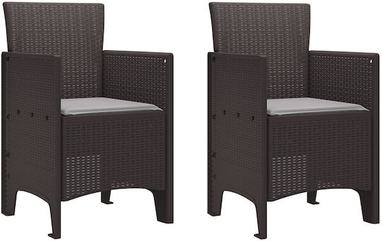 Outdoor Armchair Plastic Coffee 3pcs