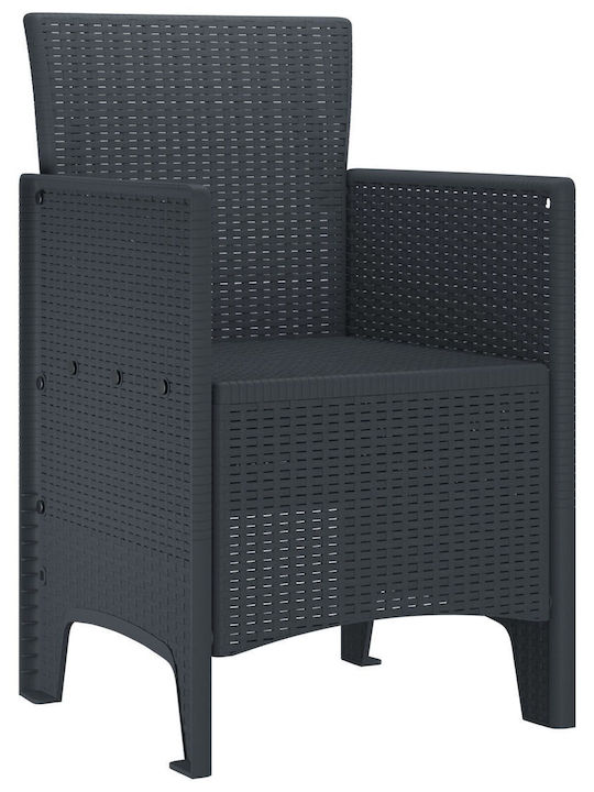 Outdoor-Sessel Kunststoff Charcoal 2Stück 53x49x85εκ.