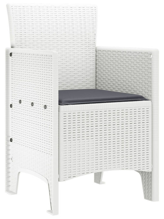 Outdoor Armchair Polypropylene Λευκό, Ανθρακί 2pcs 53x49x85cm