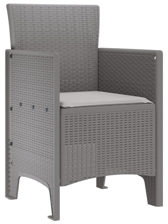 Fotoliu de exterior Rattan Gri deschis cu pernă 2buc 53x49x85cm