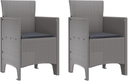Outdoor Armchair Polypropylene Light Grey, Anthracite with Cushion 2pcs 53x49x85cm