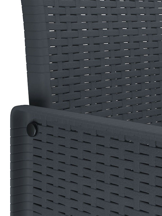 Fotoliu de exterior Rattan Cărbune de lemn 4buc 53x49x85cm