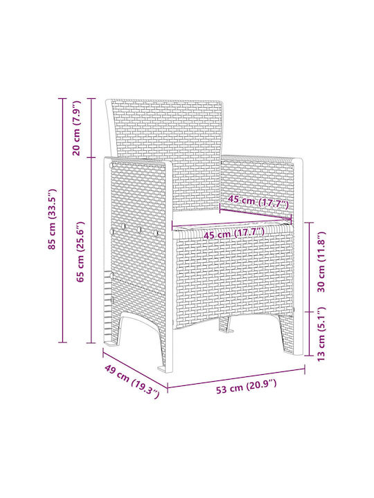 Fotoliu de exterior Rattan Maro cu pernă 2buc 53x49x85cm