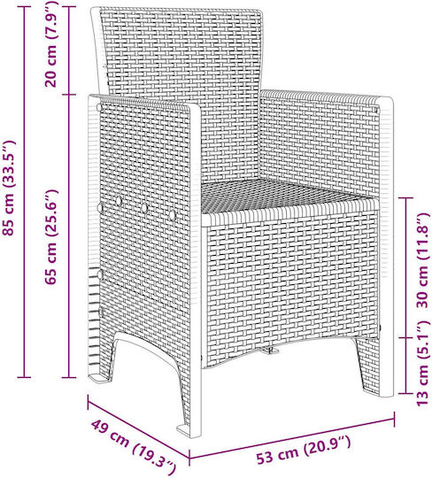 Outdoor Armchair Rattan Anthracite 4pcs 53x49x85cm