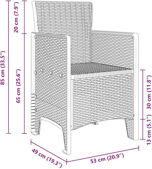 Outdoor Armchair Plastic White 2pcs 53x49x85cm