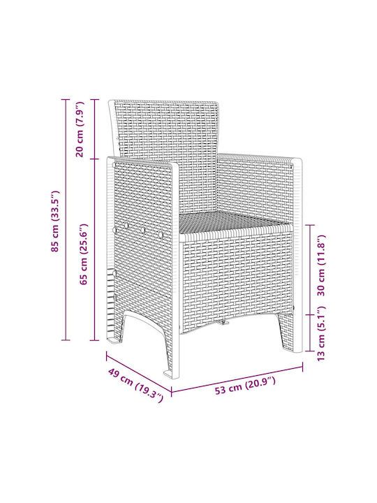 Outdoor Armchair Plastic Light Gray 2pcs 53x49x85cm