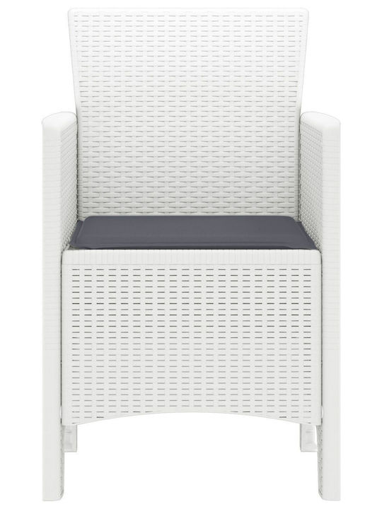 Outdoor Armchair Polypropylene Λευκό, Ανθρακί 2pcs 53x49x85cm