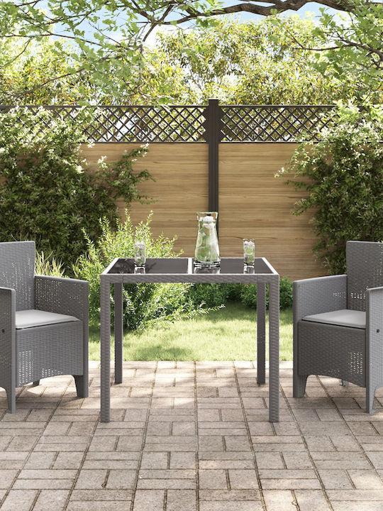 Fotoliu de exterior Rattan Gri deschis cu pernă 2buc 53x49x85cm