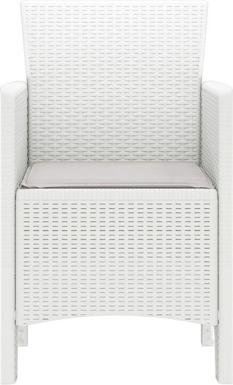 Outdoor Armchair Plastic White, Light Grey with Cushion 2pcs 53x49x85cm