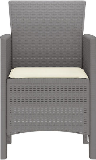 Outdoor Armchair Polypropylene Light Grey And Cream with Cushion 2pcs 53x49x85cm
