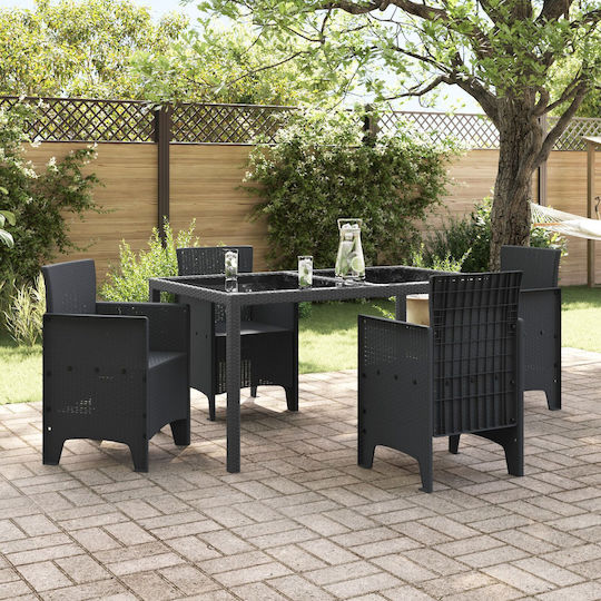 Outdoor Armchair Rattan Anthracite 4pcs 53x49x85cm