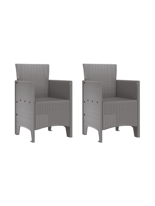 Outdoor Armchair Plastic Light Gray 2pcs 53x49x85cm