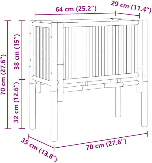 vidaXL Γλάστρα Bamboo Brown 70x35x70εκ.