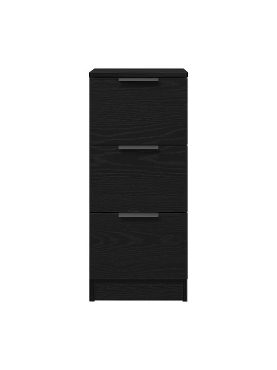 Sideboard Wooden with Drawers Black Oak 30x30x70cm