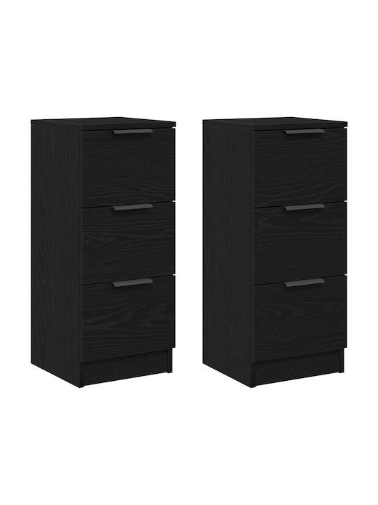 Sideboard Wooden with Drawers Black Oak 30x30x70cm