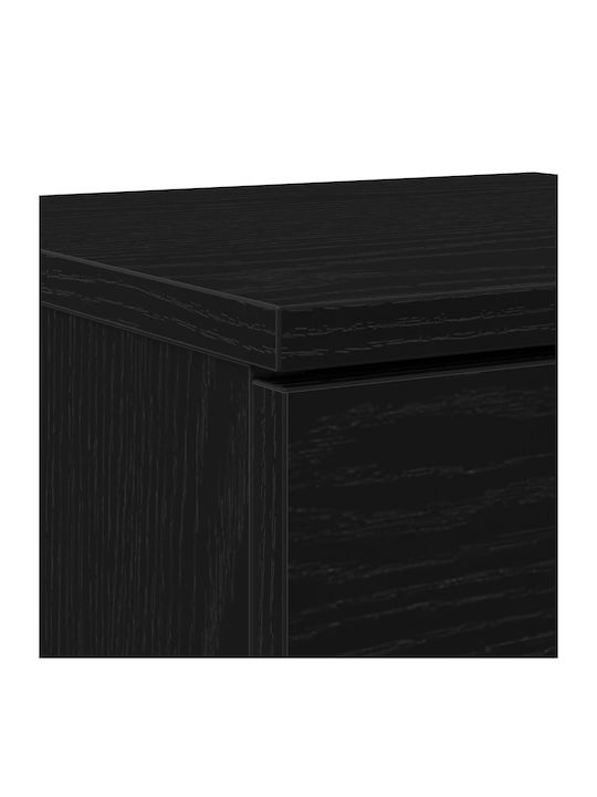 Sideboard Wooden with Drawers Black Oak 30x30x70cm