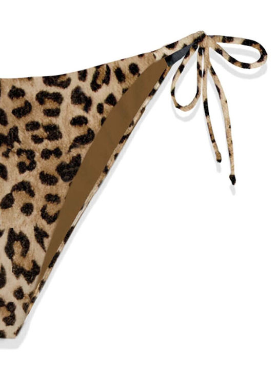 Marielle Cheeky Bikini Slip with Laces Sand Leopard