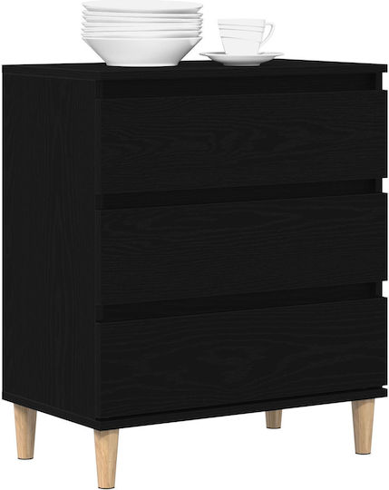 Μπουφές Ξύλινος με Συρτάρια Μαύρο Δρυς 60x35x70cm
