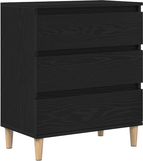 Μπουφές Ξύλινος με Συρτάρια Μαύρο Δρυς 60x35x70cm