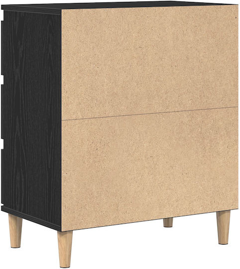 Μπουφές Ξύλινος με Συρτάρια Μαύρο Δρυς 60x35x70cm