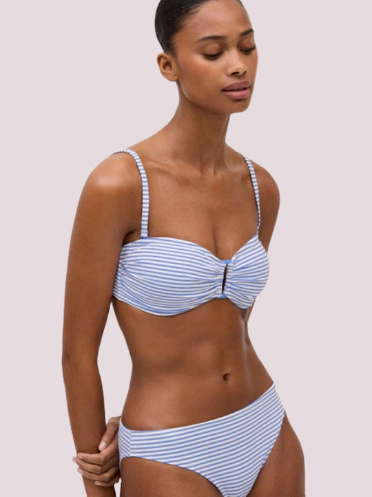 Set Bikini Push Up Cu Dungi Albastru Deschis