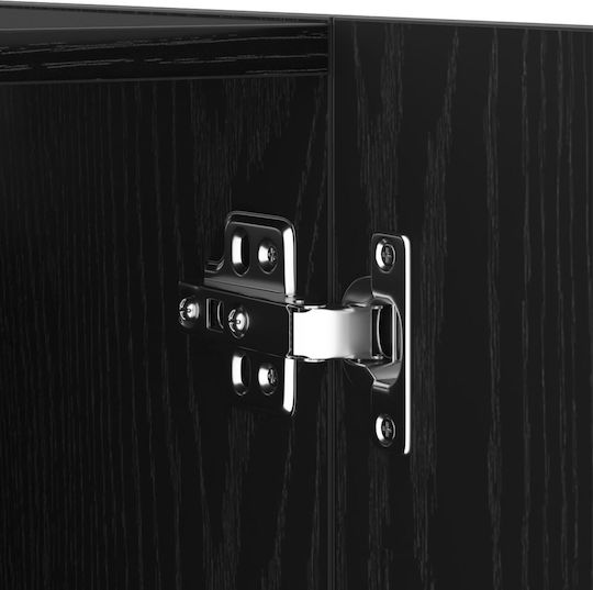 Wall Mounted Living Room Cabinet Made of Particle Board Black Oak 30.5x30x90cm
