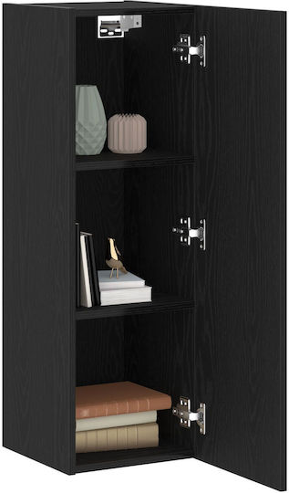 Wall Mounted Living Room Cabinet Made of Particle Board Black Oak 30.5x30x90cm