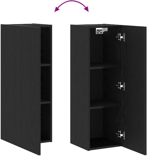 Wall Mounted Living Room Cabinet Made of Particle Board Black Oak 30.5x30x90cm