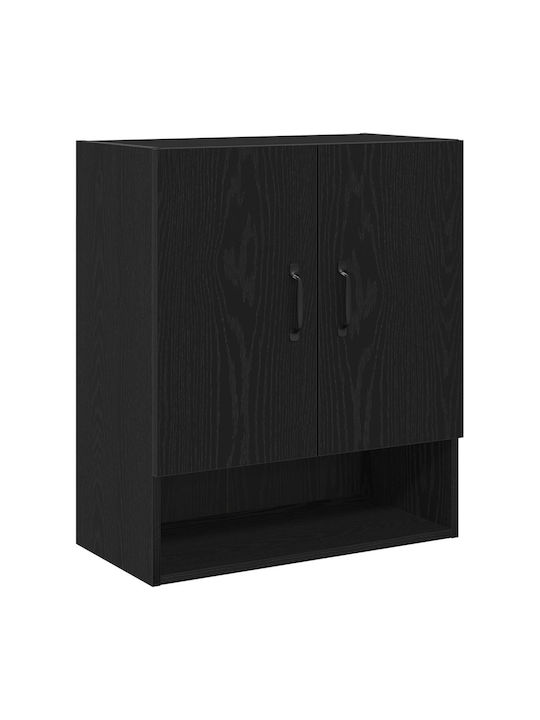 Wand Wohnzimmer Nische aus Spanplatte Schwarze Eiche 60x30x70cm