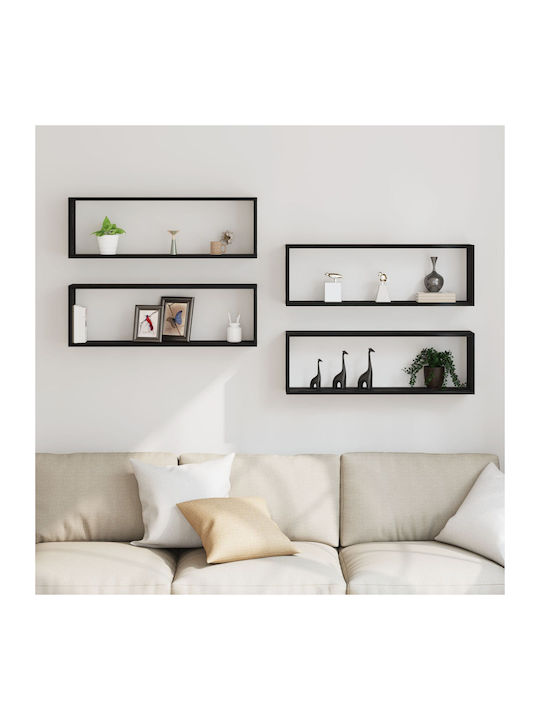 Shelves Wall Black Oak 4pcs 80x15x26cm