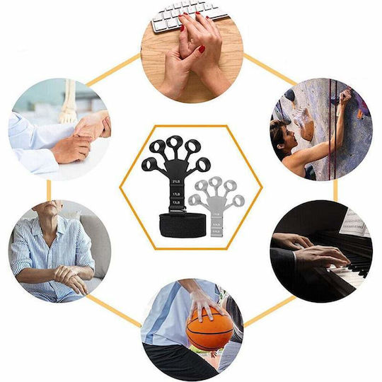 Set 2 Finger Flexors Siks Hand Support Strap 3 Levels Difficulty Physical Recovery Finger Flexion Extension Training Silicone Black Grey