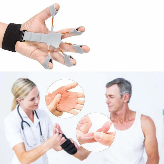 Silikon Fingerstrecker Siks Klettverschluss Unterstützungsband Verschiedene Schwierigkeitsgrade Physische Erholung Grau