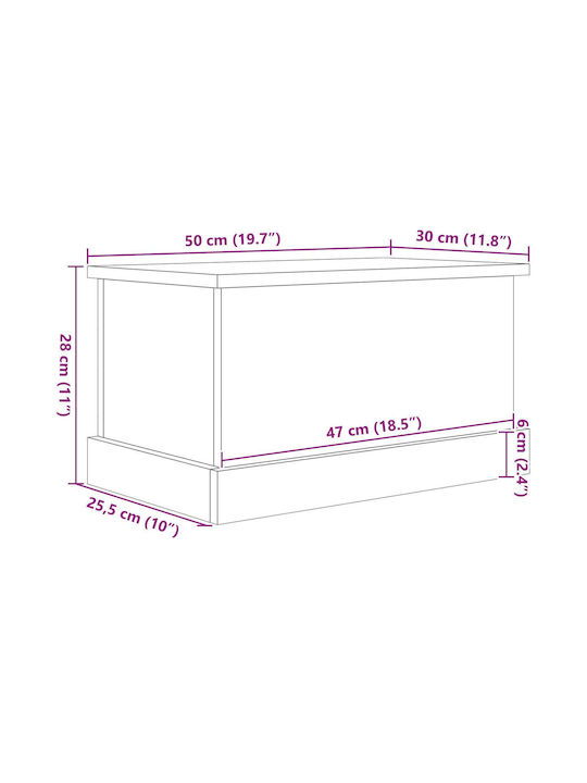 vidaXL Wooden Storage Box with Lid Black 50x30x28cm 1pcs